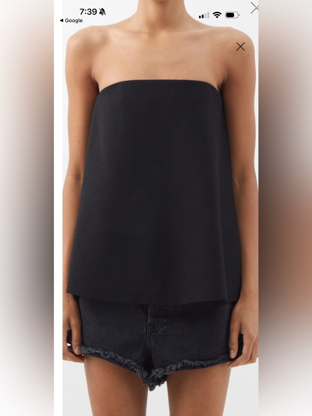 Raey crepe strapless black top in uk 10